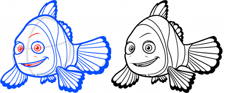 Học vẽ chú cá hề Marlin cực kỳ đơn giản