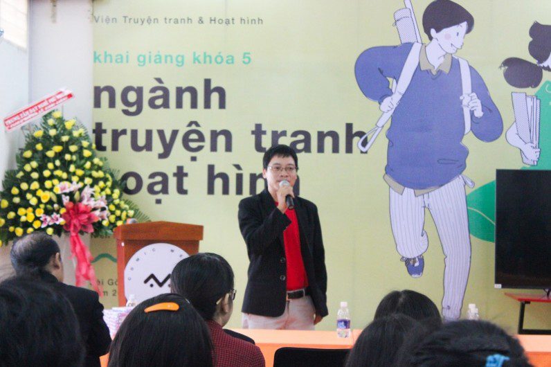 Họa sĩ Nguyễn Bạch Dương chia sẻ tại lễ khai giảng Viện Truyện tranh và Hoạt hình