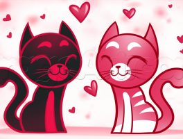 Cách vẽ đôi mèo đáng yêu dịp Valentine