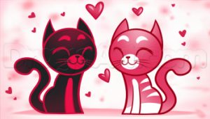 Cách vẽ đôi mèo đáng yêu dịp Valentine